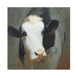 Thomas Xie: 'cow painting on canvas art', 2020 Oil Painting, Animals. Artist Description:  The original painting arrives  stretched . If you want to know other print sizes, please contact me.a--+ ORIGINAL OIL PAINTING PRINT:Original Cow Painting by Thomas Xie. All print hand signed by the artist signature as the picture.a--+ SPECIFICATIONS:  Subject: Cow  Package: Carton  Color: Black, White, Green  Stretched: Yes  ...