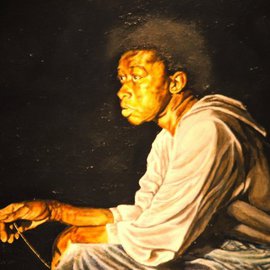 Thomas Akers: 'Night Fisher', 2007 Acrylic Painting, Life. Artist Description:  Night fishing along the James River in Virginia for its large catfish is an occupation as old as historic memory. On warm summer nights the lights of their fires and lanterns dance across the quiet waters carrying sounds the daylight would weaken. The night fisher is one such ...