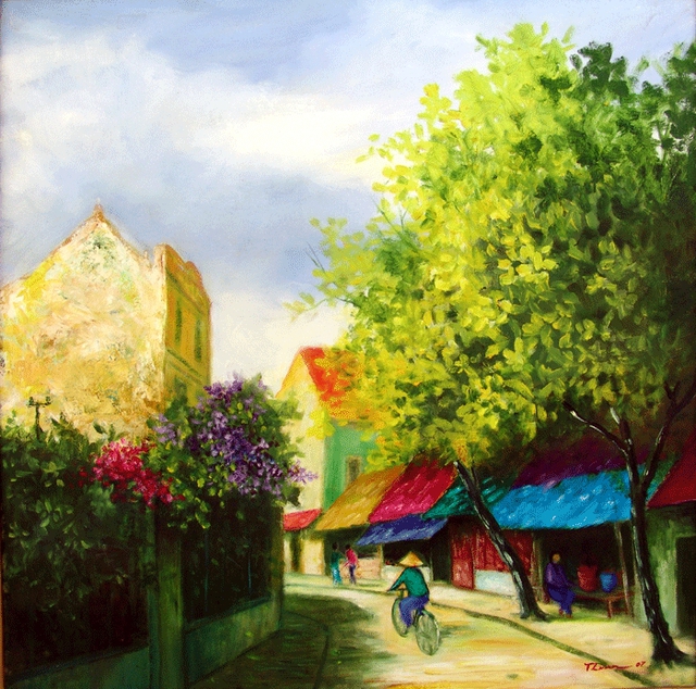 Nguyen Huu Thuan  'Hanoi In The Autumn Afternoon', created in 2007, Original Painting Acrylic.