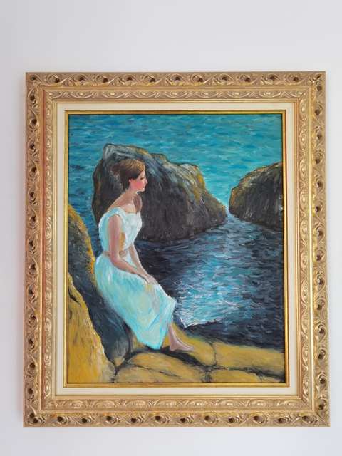 Tihomir  Vachev  'A Woman By The Shore', created in 2021, Original Painting Oil.