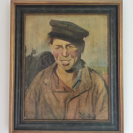 Tihomir  Vachev: 'eastern european worker', 1993 Oil Painting, Body. Artist Description: The inspiration for the painting came from the hard- working Eastern Europeans who impressed me during my childhood.  The painting was painted when I was 12 years old. ...