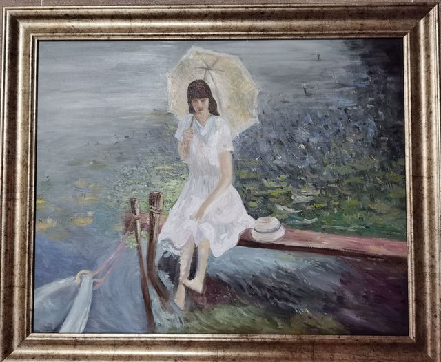 Tihomir  Vachev  'The Girl With The Umbrella', created in 2020, Original Painting Oil.