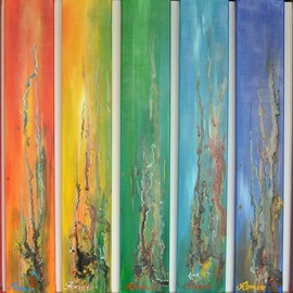 Romeo Dobrota: 'colors in paradise sku 1044', 2021 Acrylic Painting, Mythology. Artist Description: Is an painting symbolize the spectrum colors, made by acrylic on canvas, joyfully.Is inspired from Rainbow, the nicely and complet colors in the world, is a Paradise Religious: Paradise the garden where according to the Bible Adam and Eve first lived : Eden an intermediate place or state ...