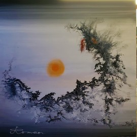 Romeo Dobrota: 'fata morgana sku 3055', 2021 Oil Painting, Mythology. Artist Description: Is an abstract painting, oil on canvas, regarding the dreams , is a complex form of superior mirage visible in a narrow band right above the horizon. ...