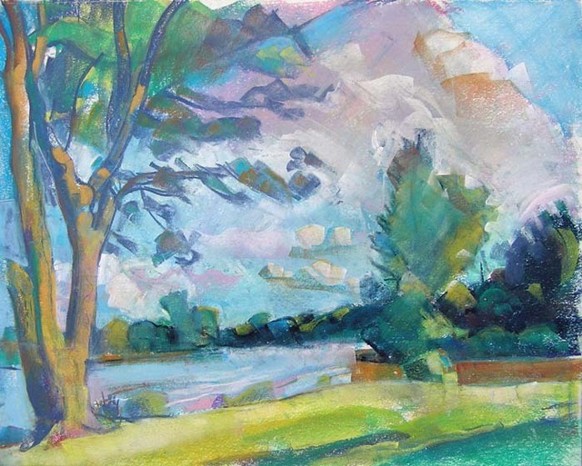 Timothy King  'Fox River St Charles', created in 2007, Original Pastel Oil.