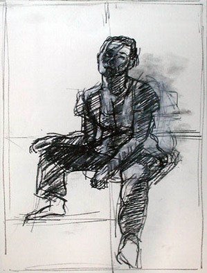 Timothy King: 'Joy KneeUp', 2003 Charcoal Drawing, Figurative. 
