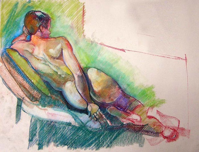 Timothy King  'Kelsey Reclined Arm In Back', created in 2007, Original Pastel Oil.