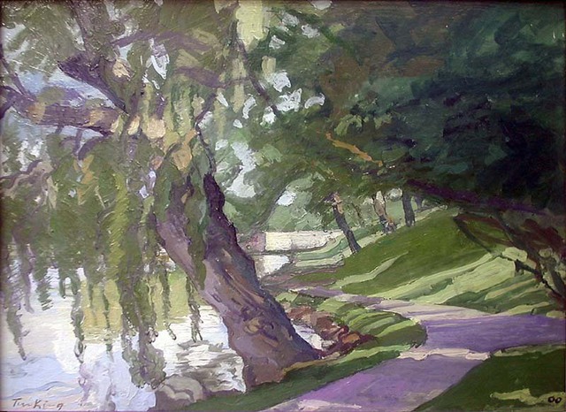 Timothy King  'Lords Park 2', created in 1998, Original Pastel Oil.