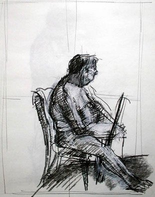 Timothy King: 'Male Nude 2', 2003 Charcoal Drawing, nudes. 