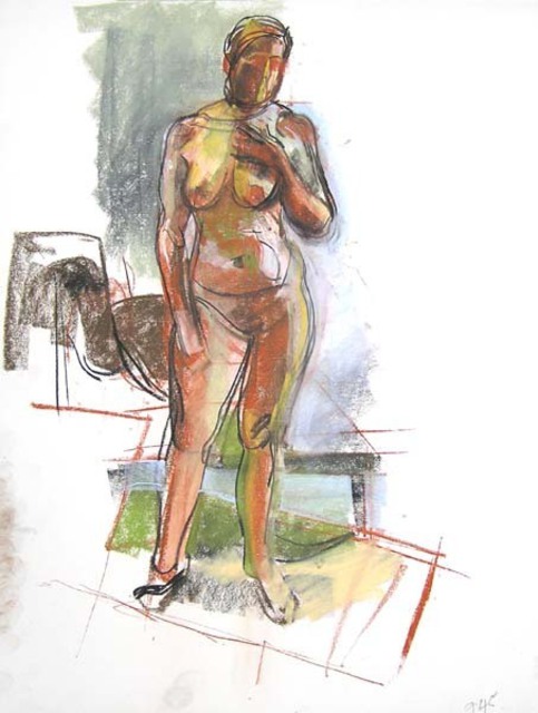 Timothy King  'Margaret Standing Nude ', created in 2007, Original Pastel Oil.