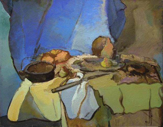 Timothy King  'Two Pears And Knife', created in 2006, Original Pastel Oil.