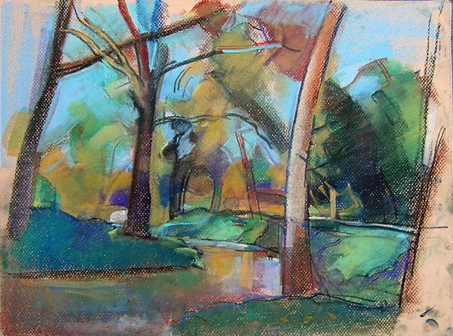 Artist Timothy King. 'Wink Park Creek 2' Artwork Image, Created in 2007, Original Pastel Oil. #art #artist