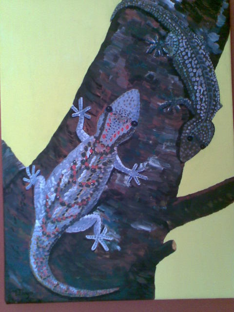 Tina Noya  'Geckos', created in 2011, Original Painting Acrylic.