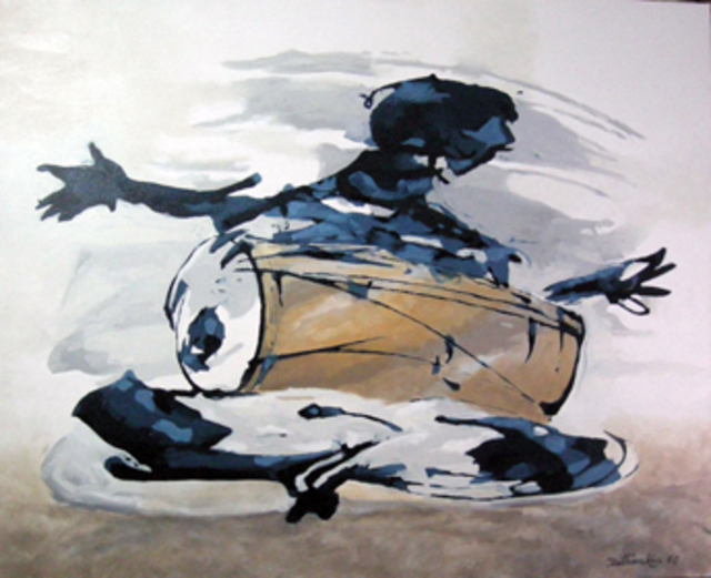 Artist Tirthankar Biswas. 'DRUMMER II' Artwork Image, Created in 2008, Original Painting Oil. #art #artist