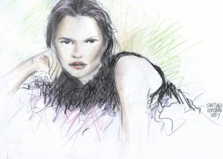 Santiago Londono: 'Kate Moss', 2007 Pencil Drawing, Portrait. 