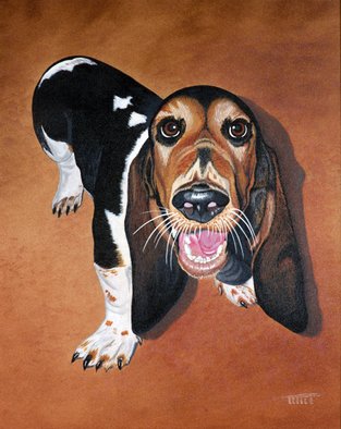 Robert Tittle: 'IM WAITING', 2001 Acrylic Painting, Dogs.   Acrylic Paintings/ Dogs/ Pets/ Hound Dog    ...