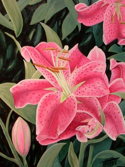 Artist Robert Tittle. 'THE LILY' Artwork Image, Created in 2004, Original Painting Ink. #art #artist