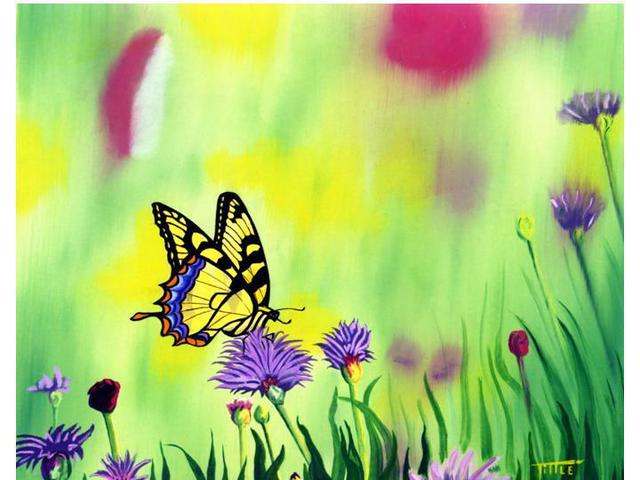 Artist Robert Tittle. 'Tiger Swallowtail' Artwork Image, Created in 2000, Original Painting Ink. #art #artist