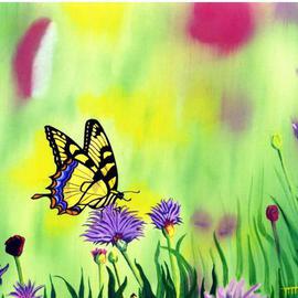 Robert Tittle: 'Tiger Swallowtail', 2000 Oil Painting, Botanical. Artist Description:   Acrylic Paintings/ Butterflies/ Art by Tittle/ Tiger Swallowtail    ...