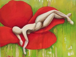 Tiziana Fejzullaj: 'Sleeping with Poppy', 2015 Oil Painting, nudes. 