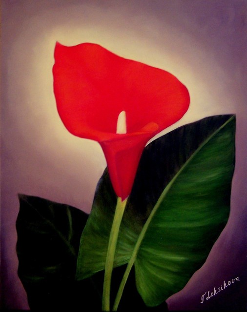 Artist Tatyana Leksikova. 'The Scarlet Flower' Artwork Image, Created in 2011, Original Painting Oil. #art #artist
