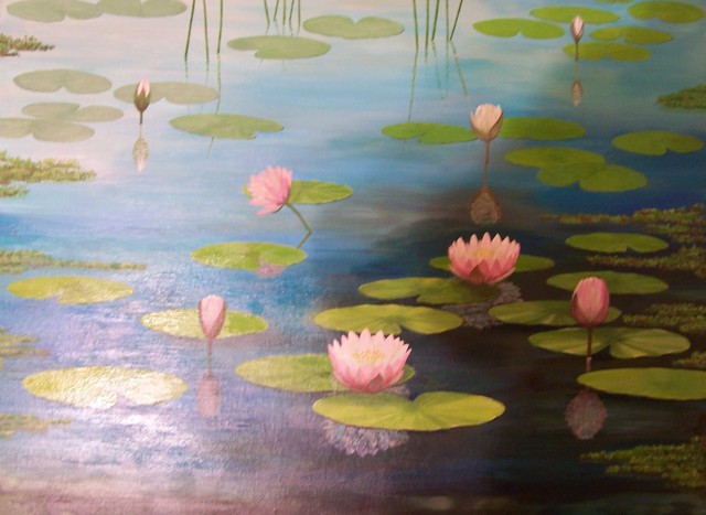 Artist Tatyana Leksikova. 'Water Lilies' Artwork Image, Created in 2011, Original Painting Oil. #art #artist
