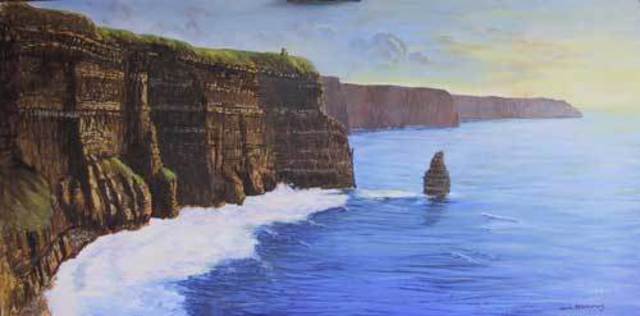 Tomas Omaoldomhnaigh  'Cliffs Of Moher   Ireland', created in 2005, Original Drawing Charcoal.