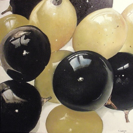 Tomas Castano: 'Black and white grapes', 2010 Oil Painting, Still Life. Artist Description:   fruits, grapes ...
