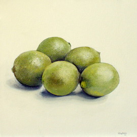 Tomas Castano: 'Limas', 2011 Oil Painting, Still Life. Artist Description:    fruits, limas, lemon ...