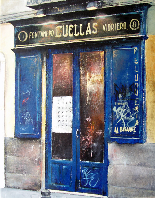 Tomas Castano  'Old Shop Madrid', created in 2006, Original Painting Oil.