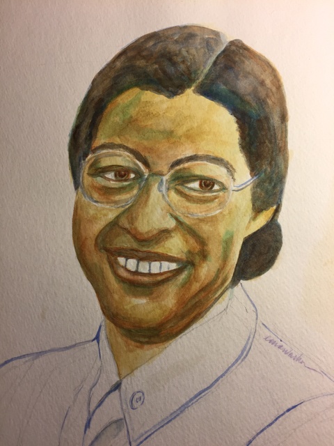 Rosa Parks Watercolor By Ernest Walker