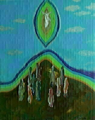 Paulo Medina: 'ascension', 2021 Acrylic Painting, Religious. And it came to pass, whilst he blessed them, he departed from them and was carried up to heaven. Lk 24, 51. ...
