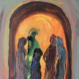 Paulo Medina: 'peters denial', 2022 Acrylic Painting, Religious. Artist Description: Peter denies Jesus   Mt 26, 69- 75...
