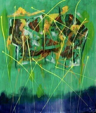 Paulo Medina: 'pluie', 2022 Acrylic Painting, Abstract. lluvia. rain. ...