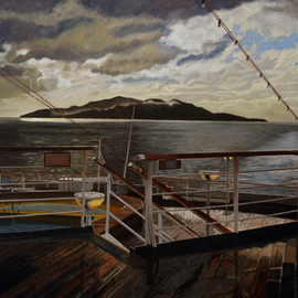 Thu Nguyen Artwork Leaving Queen Charlotte Sound, 2015 Oil Painting, Sailing