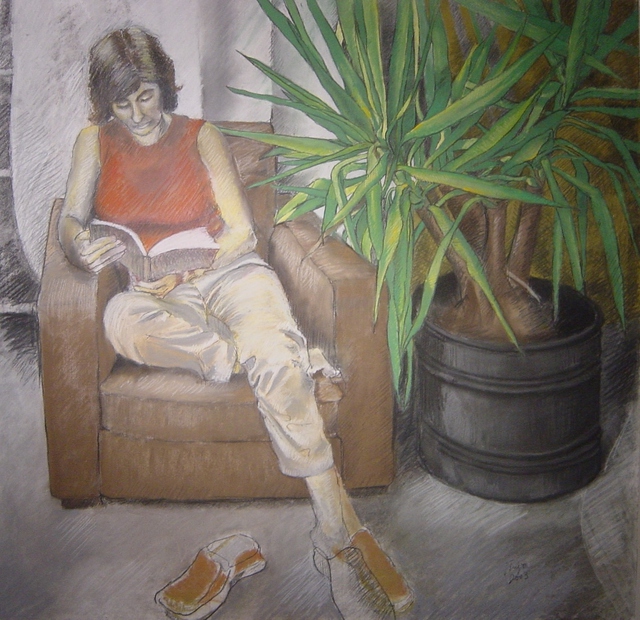 Artist Antonio Trigo. 'Lena On The Barn' Artwork Image, Created in 2003, Original Pastel. #art #artist