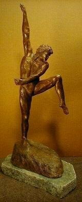 Terry Mollo: 'Dancing Boy', 2003 Mixed Media Sculpture, Dance. A young dancer enjoys an extended  moment of balance. This original ( NFS) is stoneware with a bronze patina mounted on a green granite base. Available in bonded bronze or cast stone. ...