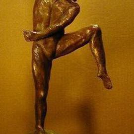 Terry Mollo: 'Dancing Boy', 2003 Mixed Media Sculpture, Dance. Artist Description: A young dancer enjoys an extended  moment of balance. This original ( NFS) is stoneware with a bronze patina mounted on a green granite base. Available in bonded bronze or cast stone. ...