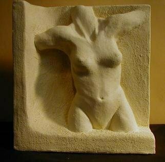 Terry Mollo: 'Female Torso', 2005 Other Ceramics, Figurative. A female figure emerges from a block of stone. This original piece is fired ceramic with a milk- coat....