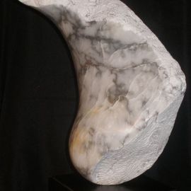 Terry Mollo: 'Moonstruck', 2012 Stone Sculpture, Abstract. Artist Description:   A broken fragment of the moon; Black & white alabaster; Front View  ...