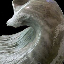 Terry Mollo: 'Next Wave', 2013 Stone Sculpture, Seascape. Artist Description:    Silver Cloud Alabaster carved into a waveform. Stone color and carved texture creates the feel of a wave on a cloudy day, with white foam against a grey/ beige breaking wave.  ...
