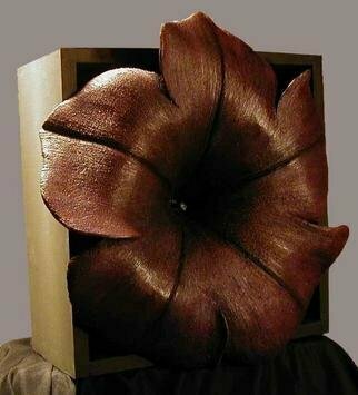 Terry Mollo: 'Petunia', 2006 Other Ceramics, Floral. Stoneware petunia with purple/ black patina. Set into box frame. ...