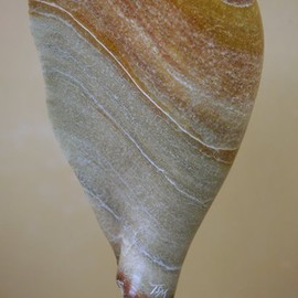Terry Mollo: 'Sea Birth Rear View', 2009 Stone Sculpture, Sea Life. Artist Description:   Alabaster colors green, gold, beige, cranberry and apricot in a conch- like sea form, hinting embryonic organic flow. REAR VIEW.  ...