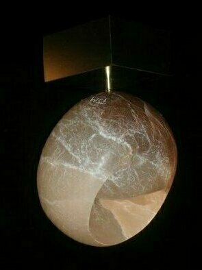 Terry Mollo: 'Solace', 2011 Stone Sculpture, Abstract Landscape.   Multi- layered, multi- hued translucent alabaster carved into a spherical shape, a global or planetary form. Horizon moves from the dark into the light; whole form rolls back into itself, and turns inward.  ...