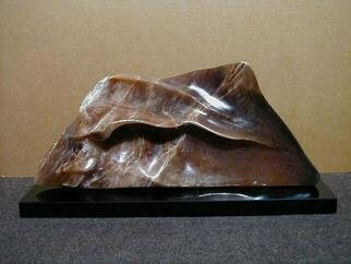 Terry Mollo: 'The Wave', 2002 Stone Sculpture, Seascape. An ocean wave, carved from Italian brown agate. Like seafoam, very thin at the lip of the wave, the stone' s honey and cream colors are transparent when light filters through. Original. One of a kind....