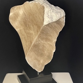 Terry Mollo: 'caffe latte', 2023 Stone Sculpture, Abstract. Artist Description: This alabaster stone is a display of tan and beige and ivory striations and that is what inspired this piece. ...