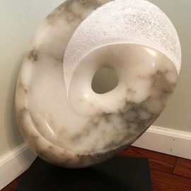 Terry Mollo: 'eye of the storm', 2018 Stone Sculpture, Abstract. Artist Description: Clouds heavy and white with dark ominous threats ahead. Alabaster. ...