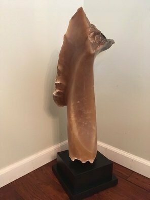 Terry Mollo: 'mask', 2018 Stone Sculpture, Abstract Figurative. Treelike totemic crescent form in Italian brown agate. ...
