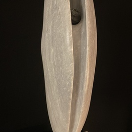 Terry Mollo: 'shell with pearl', 2023 Stone Sculpture, Abstract Figurative. Artist Description: A grey and off- white marble, this shell has a black alabaster pearl nestled within. ...