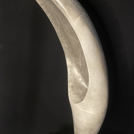 Terry Mollo: 'smokey crescent', 2023 Stone Sculpture, Abstract Figurative. Artist Description: This alabaster stone is a dark, smoky combination of greys and black and off- white.  It was inspired by a crescent moon that appeared out of dark swirly clouds after a storm.  Ethereal.  ...
